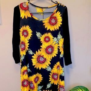 Sunflower Dress with 3/4 Length Sleeves